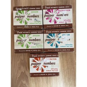 Lot Of 5 Dolch Arithmetic Flash Cards Popper Numbers Vintage Homeschool